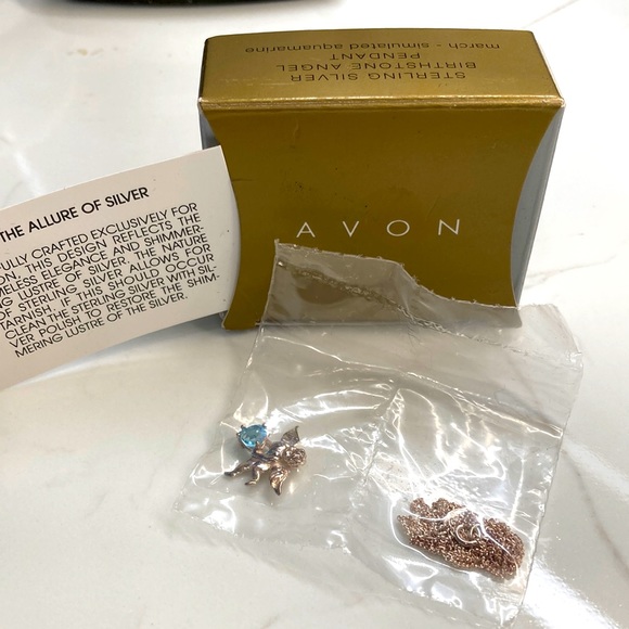 Sterling Silver Birthstone Angel March Aquamarine Stone - Picture 1 of 5